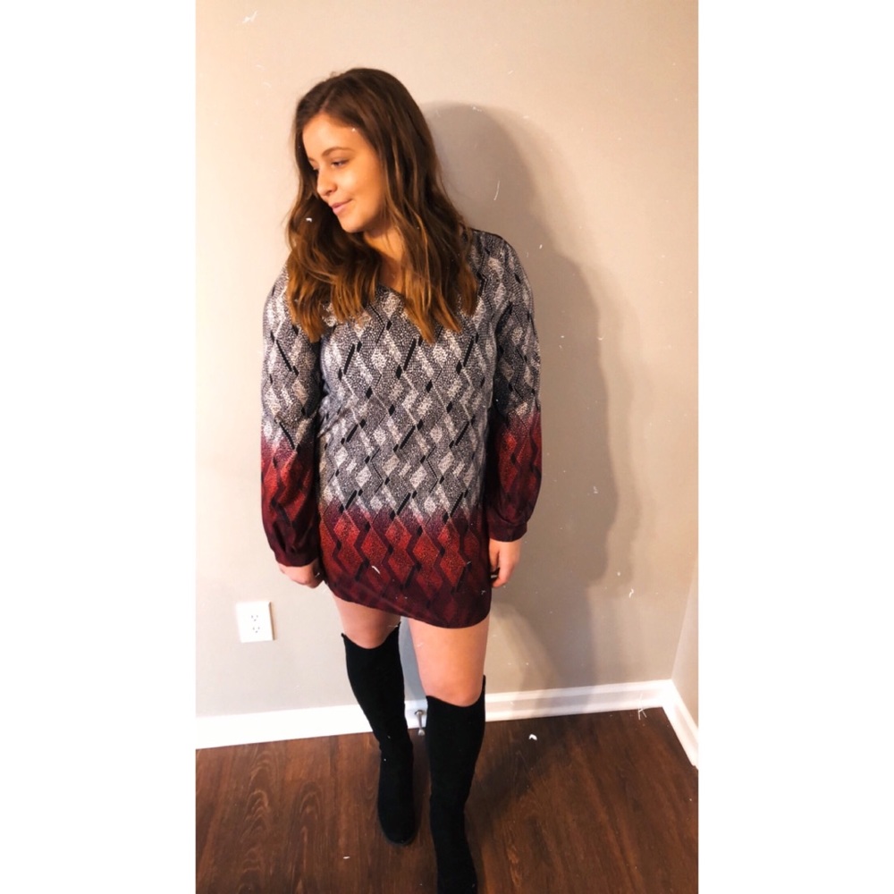 ombré long sleeve dress